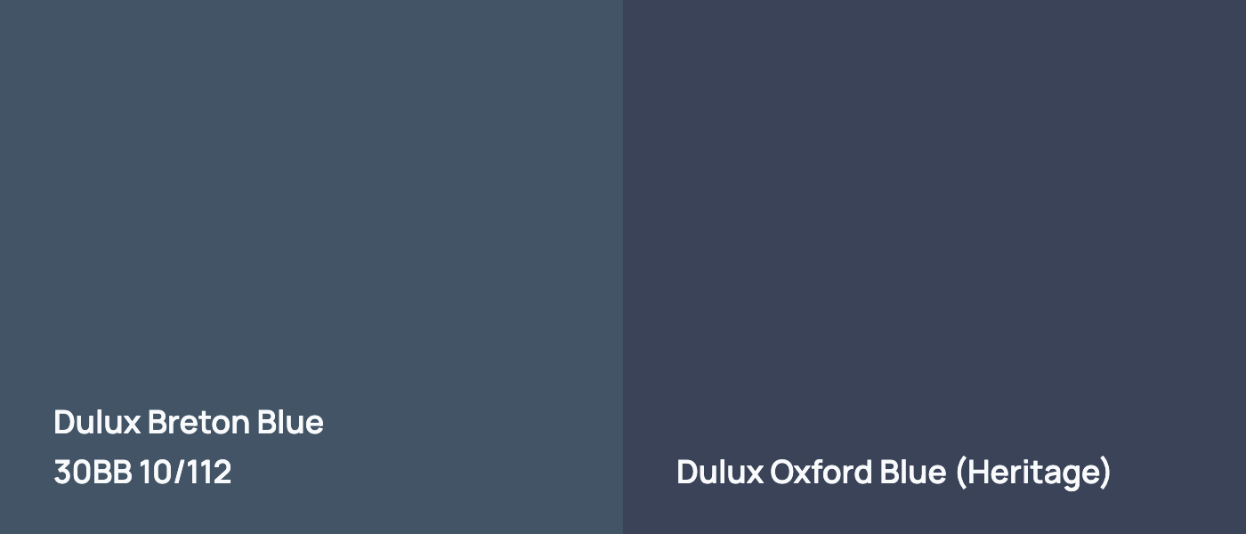 Dulux Breton Blue 30BB 10/112 vs Dulux Oxford Blue (Heritage) 