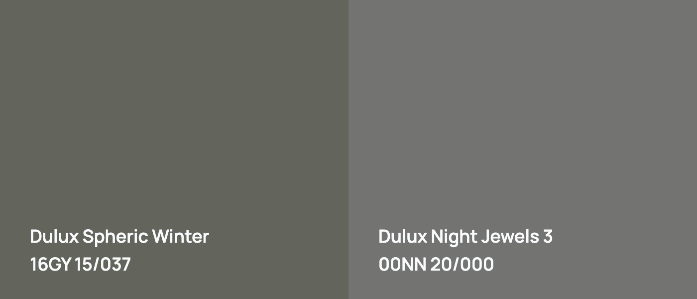 Dulux Spheric Winter 16GY 15/037 vs Dulux Night Jewels 3 00NN 20/000