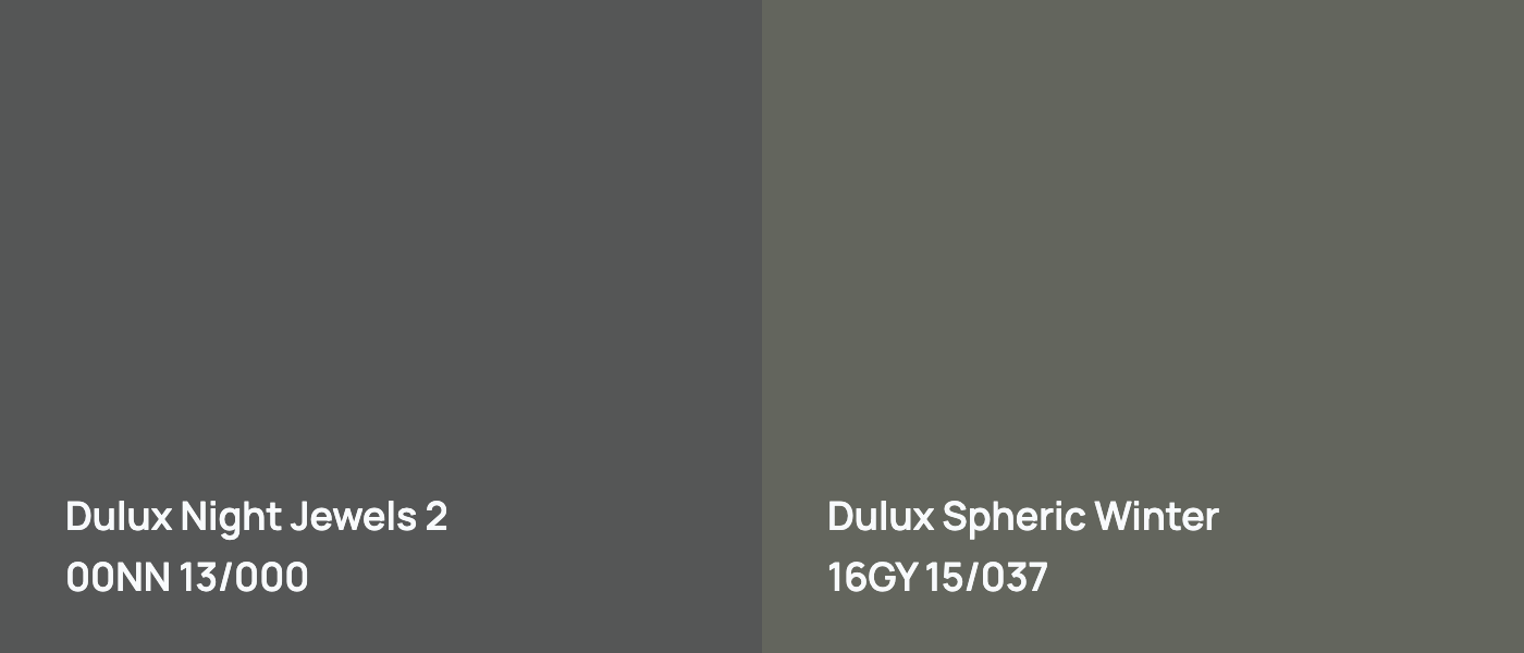 Dulux Night Jewels 2 00NN 13/000 vs Dulux Spheric Winter 16GY 15/037