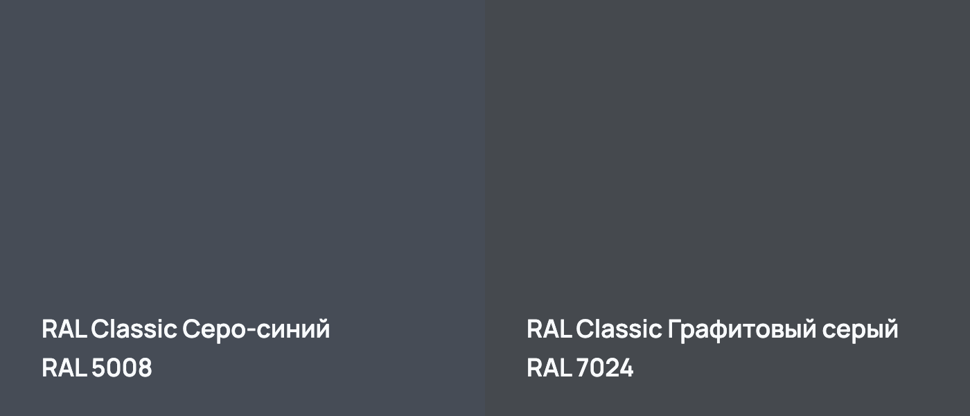 RAL Classic Серо-синий RAL 5008 vs RAL Classic Графитовый серый RAL 7024