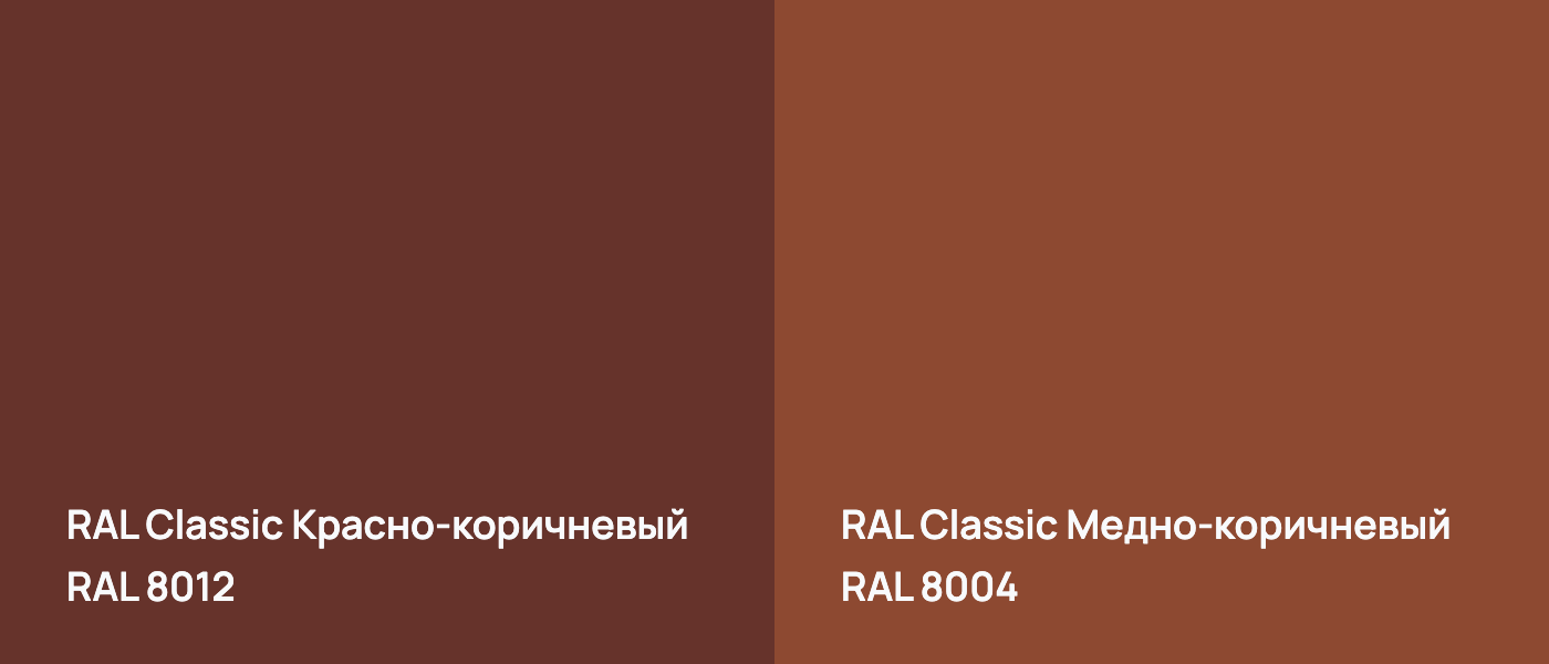 RAL Classic Красно-коричневый RAL 8012 vs RAL Classic Медно-коричневый RAL 8004