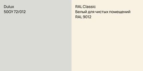 50GY 72/012 null vs RAL 9012 Белый для чистых помещений
