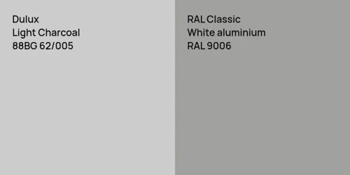 88BG 62/005 Light Charcoal vs RAL 9006  White aluminium