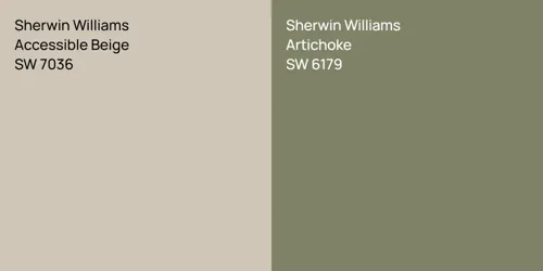 SW 7036 Accessible Beige vs SW 6179 Artichoke