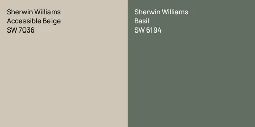 SW 7036 Accessible Beige vs SW 6194 Basil