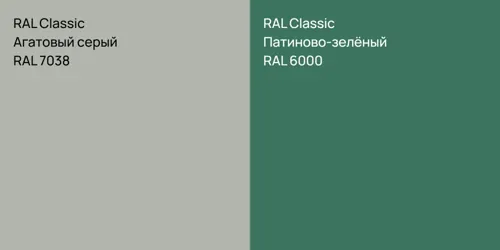RAL 7038 Агатовый серый vs RAL 6000 Патиново-зелёный