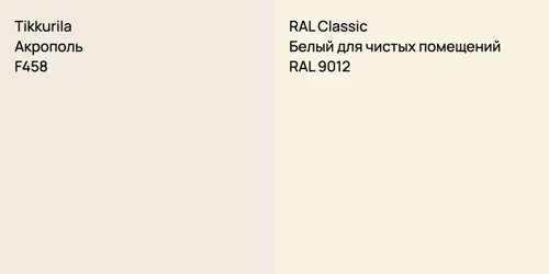 F458 Акрополь vs RAL 9012 Белый для чистых помещений