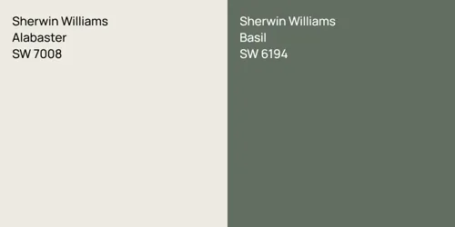 SW 7008 Alabaster vs SW 6194 Basil