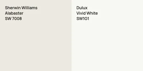 SW 7008 Alabaster vs SW1G1 Vivid White