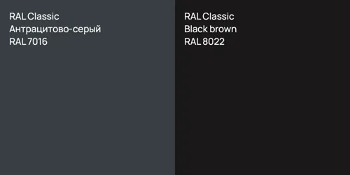 RAL 7016 Антрацитово-серый vs RAL 8022  Black brown