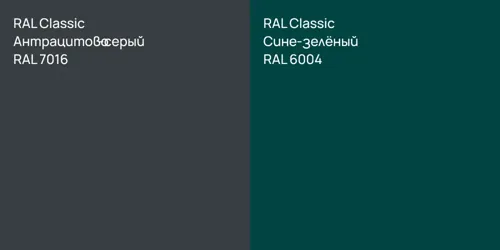 RAL 7016 Антрацитово-серый vs RAL 6004 Сине-зелёный