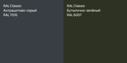 RAL 7016 Антрацитово-серый vs RAL 6007 Бутылочно-зелёный