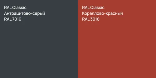 RAL 7016 Антрацитово-серый vs RAL 3016 Кораллово-красный
