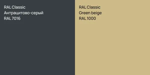 RAL 7016 Антрацитово-серый vs RAL 1000  Green beige