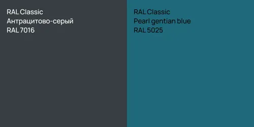 RAL 7016 Антрацитово-серый vs RAL 5025  Pearl gentian blue