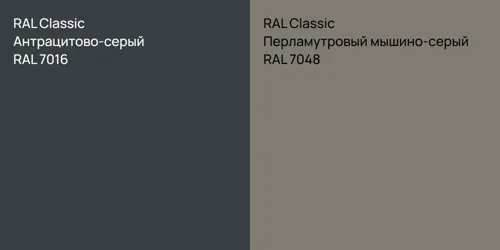 RAL 7016 Антрацитово-серый vs RAL 7048 Перламутровый мышино-серый