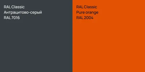 RAL 7016 Антрацитово-серый vs RAL 2004  Pure orange