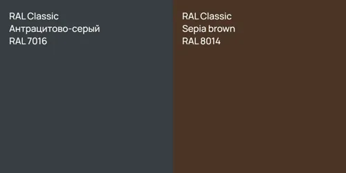 RAL 7016 Антрацитово-серый vs RAL 8014  Sepia brown