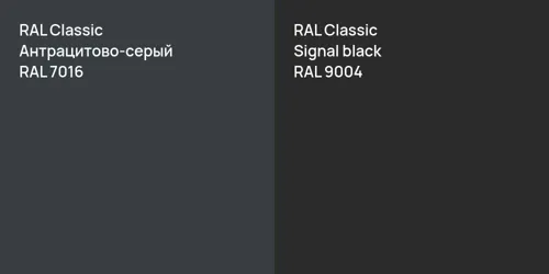 RAL 7016 Антрацитово-серый vs RAL 9004  Signal black