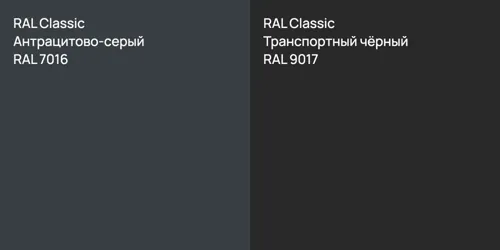 RAL 7016 Антрацитово-серый vs RAL 9017 Транспортный чёрный