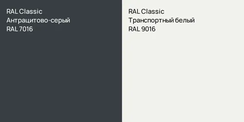 RAL 7016 Антрацитово-серый vs RAL 9016 Транспортный белый