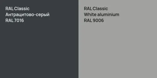 RAL 7016 Антрацитово-серый vs RAL 9006  White aluminium