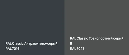 RAL 7016 Антрацитово-серый vs RAL 7043 Транспортный серый B