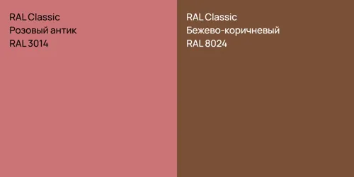 RAL 3014 Розовый антик vs RAL 8024 Бежево-коричневый