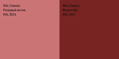 RAL 3014 Розовый антик vs RAL 3011  Brown red