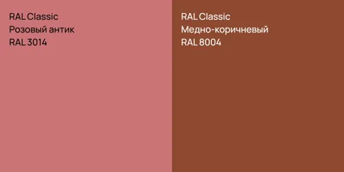 RAL 3014 Розовый антик vs RAL 8004 Медно-коричневый