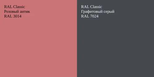 RAL 3014 Розовый антик vs RAL 7024 Графитовый серый