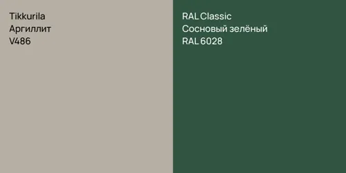 V486 Аргиллит vs RAL 6028 Сосновый зелёный