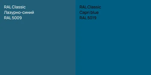 RAL 5009 Лазурно-синий vs RAL 5019  Capri blue
