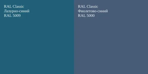 RAL 5009 Лазурно-синий vs RAL 5000 Фиолетово-синий