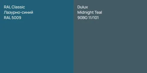 RAL 5009 Лазурно-синий vs 90BG 11/101 Midnight Teal