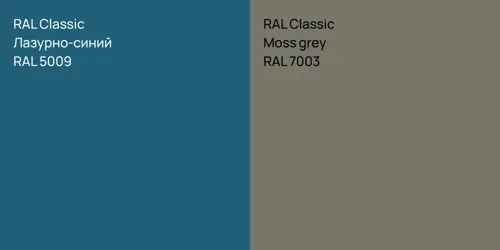 RAL 5009 Лазурно-синий vs RAL 7003  Moss grey