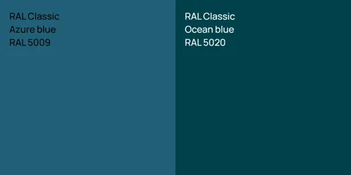 RAL 5009 Лазурно-синий vs RAL 5020  Ocean blue