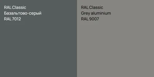 RAL 7012 Базальтово-серый vs RAL 9007  Grey aluminium