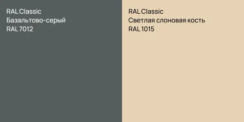 RAL 7012 Базальтово-серый vs RAL 1015 Светлая слоновая кость