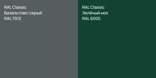RAL 7012 Базальтово-серый vs RAL 6005 Зелёный мох