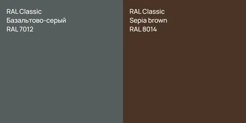 RAL 7012 Базальтово-серый vs RAL 8014  Sepia brown