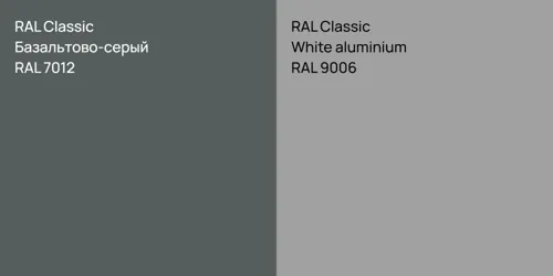 RAL 7012 Базальтово-серый vs RAL 9006  White aluminium