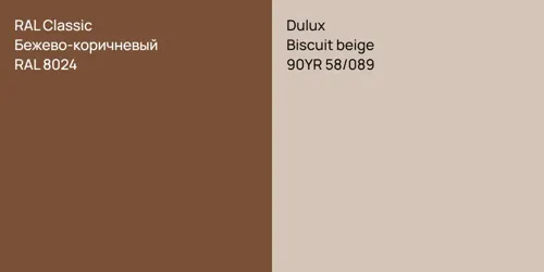 RAL 8024 Бежево-коричневый vs 90YR 58/089 Biscuit beige