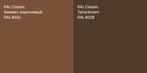 RAL 8024 Бежево-коричневый vs RAL 8028  Terra brown