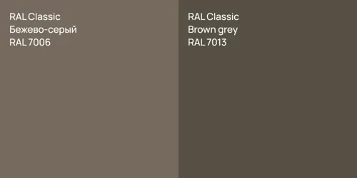 RAL 7006 Бежево-серый vs RAL 7013  Brown grey