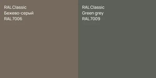 RAL 7006 Бежево-серый vs RAL 7009  Green grey