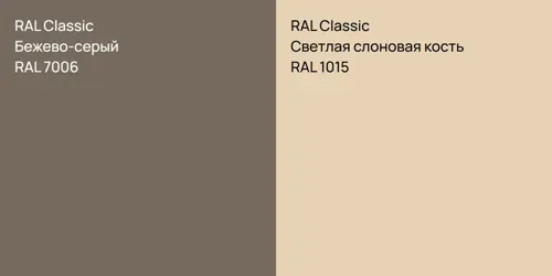 RAL 7006 Бежево-серый vs RAL 1015 Светлая слоновая кость