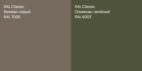 RAL 7006 Бежево-серый vs RAL 6003 Оливково-зелёный