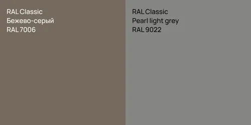 RAL 7006 Бежево-серый vs RAL 9022 Pearl light grey