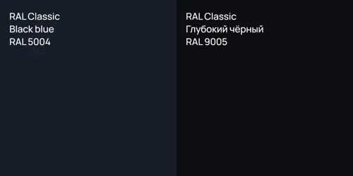 RAL 5004  Black blue vs RAL 9005 Глубокий чёрный